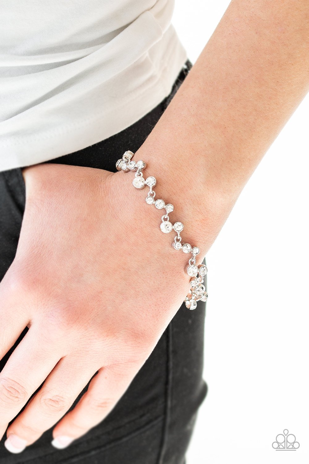 Starlit Stunner - White Rhinestones Bracelet