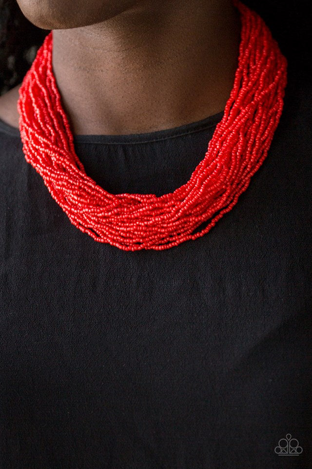 The Show Must CONGO On! - Red Seed bead necklace