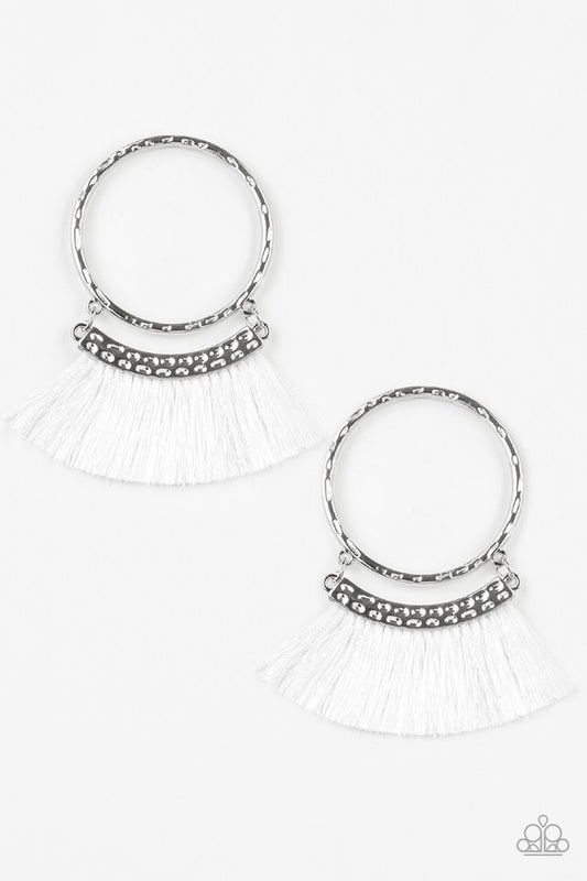 This Is Sparta! - White fringe earrings