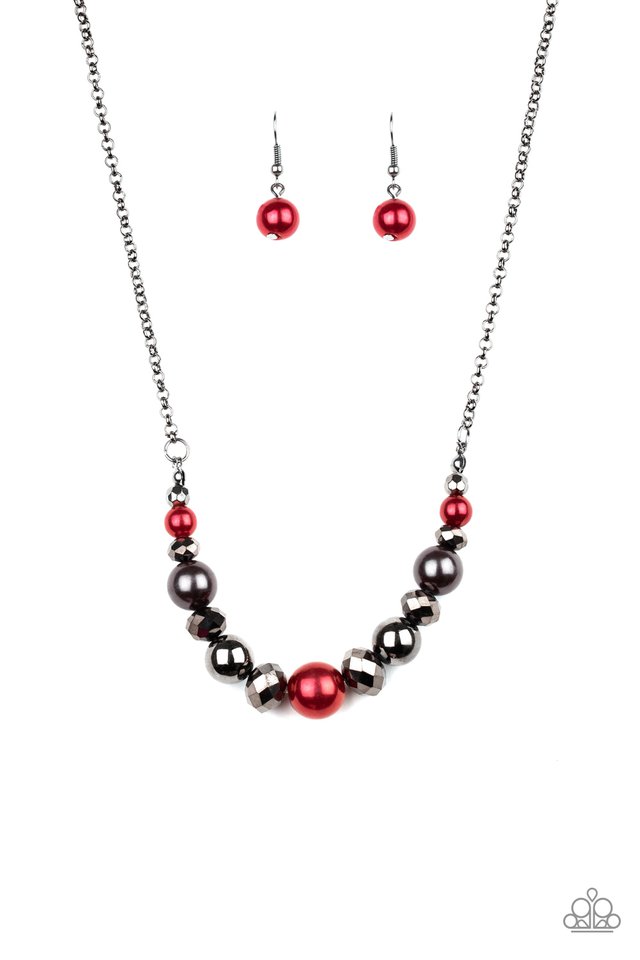 The Big-Leaguer - Red/Gunmetal necklace