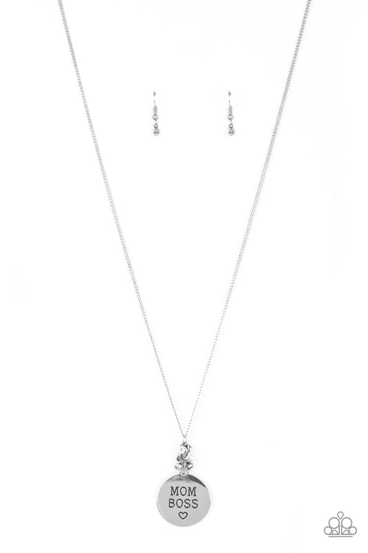 Mom Boss - White rhinestones necklace