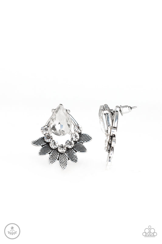 Crystal Canopy - White double-sided post earrings