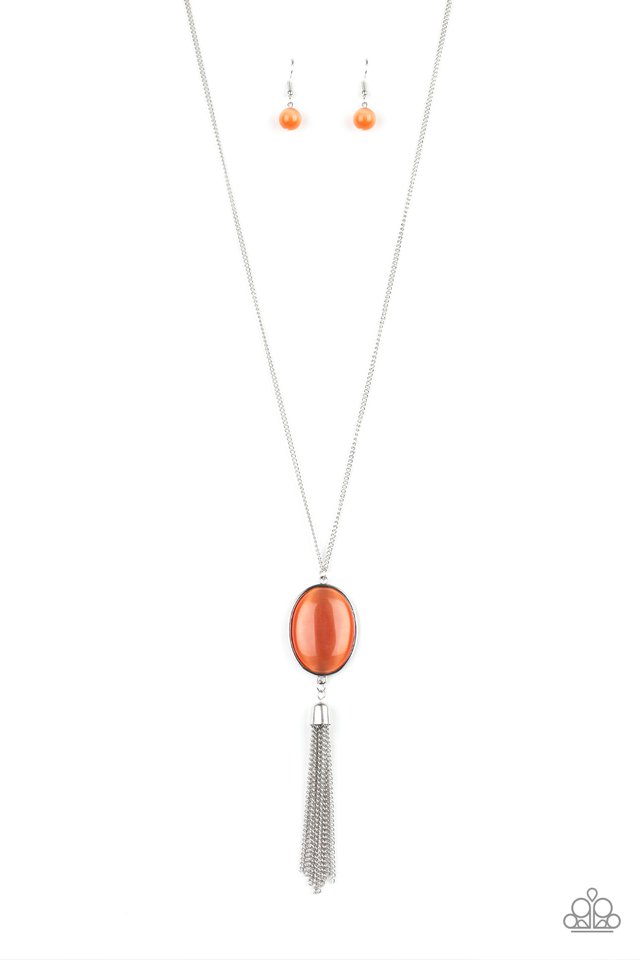 Tasseled Tranquility - Orange necklace