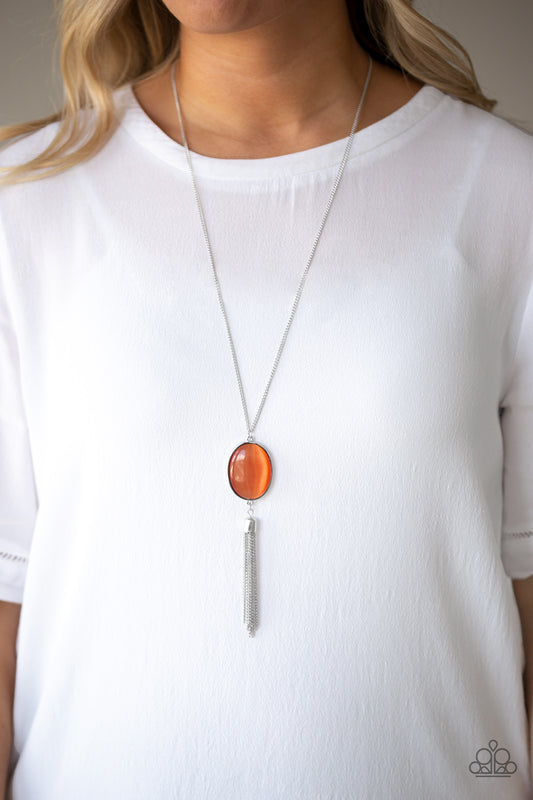 Tasseled Tranquility - Orange necklace