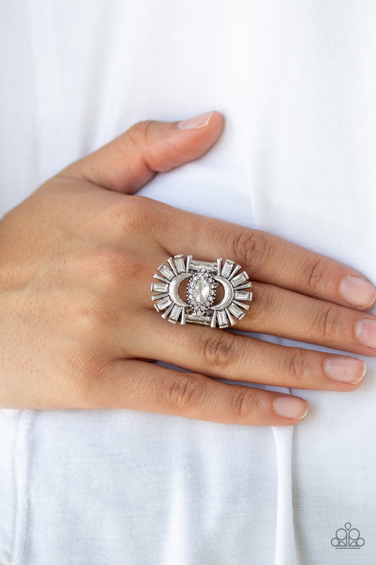 Deco Diva - White rhinestone ring (Life of the Party October 2019)
