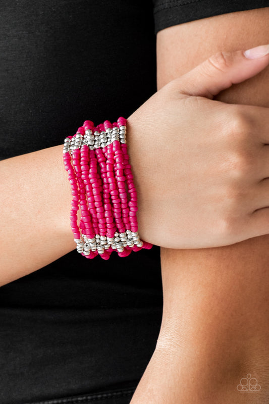 Outback Odyssey - Pink seed bead bracelet