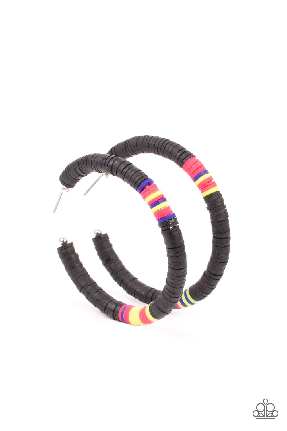 Colorfully Contagious - Black Multi hoop earrings (2021 Fall "Preview")
