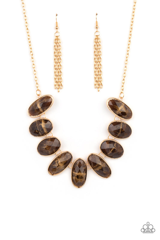 Elliptical Episode - Brown/Gold necklace
