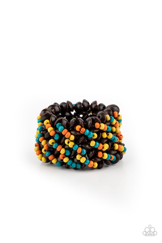 Cozy in Cozumel - Multicolor wood bracelet