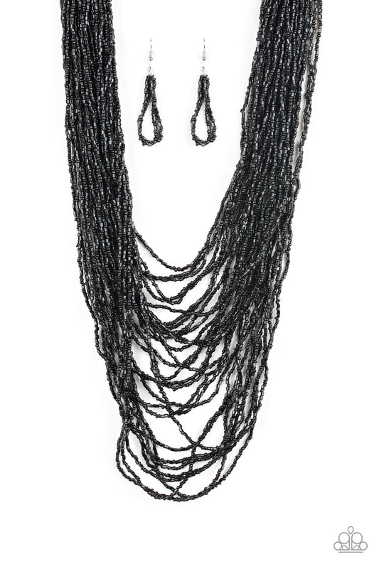 Dauntless Dazzle - Black seed bead necklace