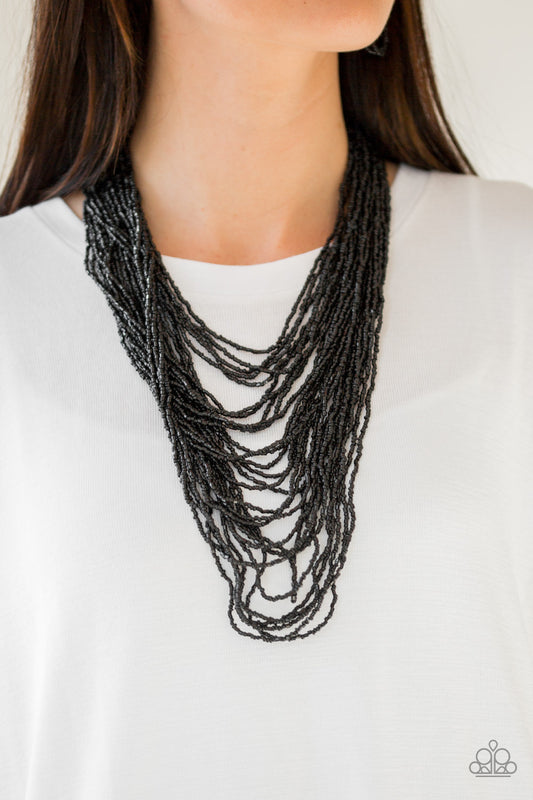 Dauntless Dazzle - Black seed bead necklace