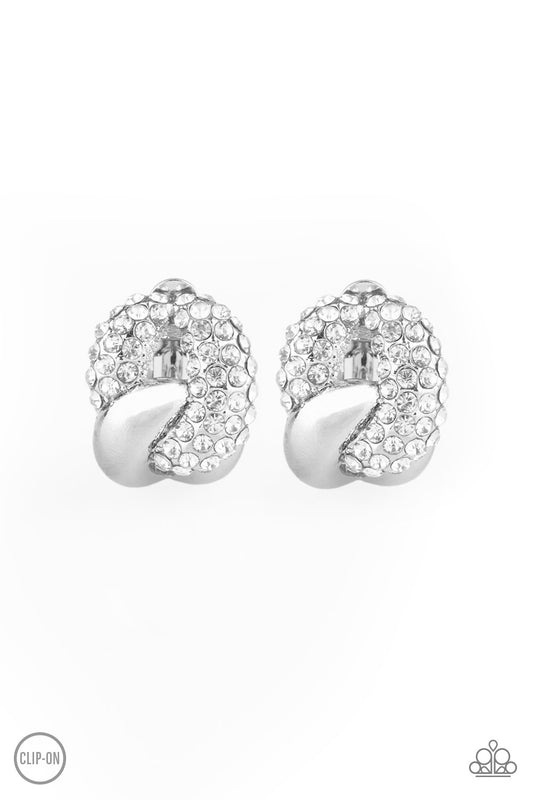 Definitely Date Night - White clip-on earrings