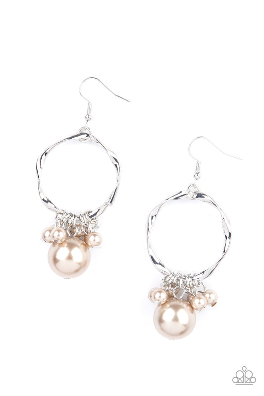 Delectably Diva - Brown pearl earrings