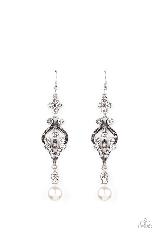 Elegantly Extravagant - White earrings