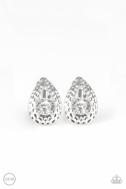 Elite Edge - White clip-on earrings