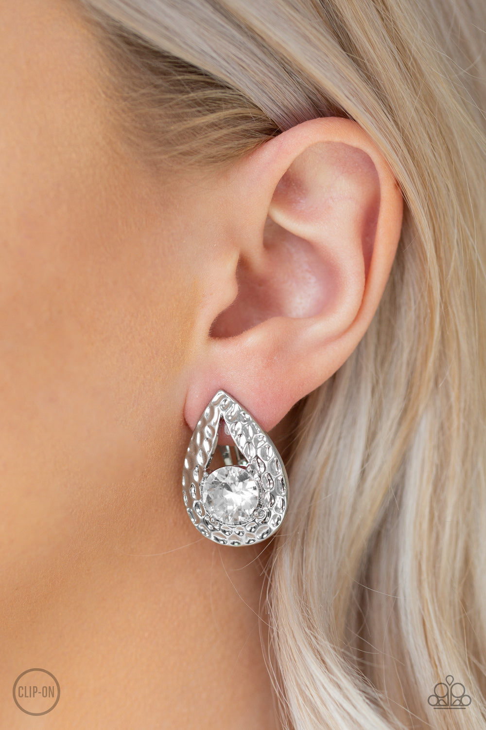 Elite Edge - White clip-on earrings