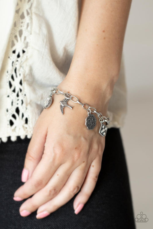 Fancifully Flighty - White gems bracelet