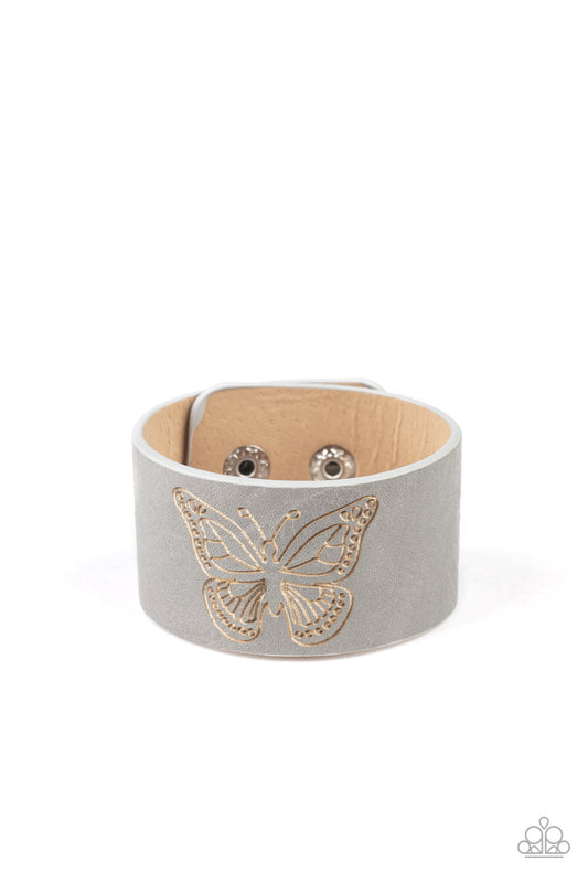 Flirty Flutter - Silver wrap bracelet