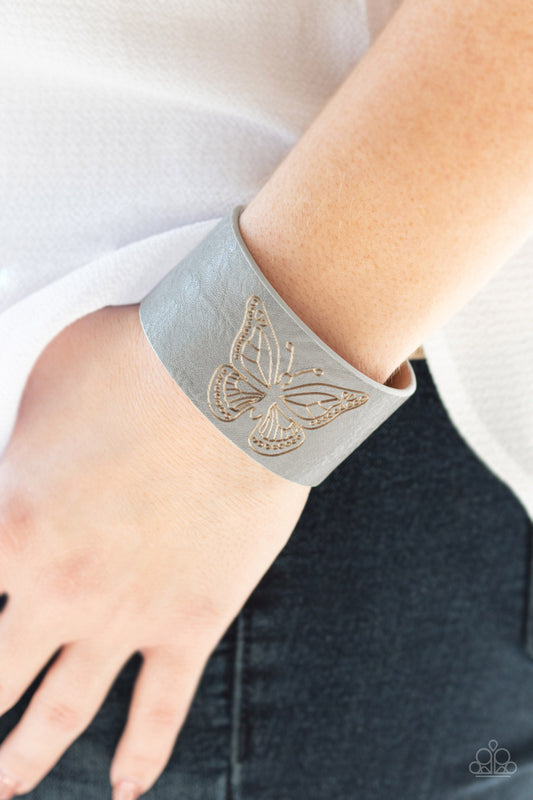 Flirty Flutter - Silver wrap bracelet