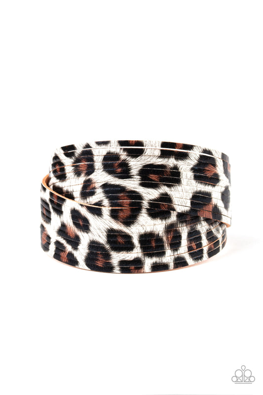 Hey GRRirl - White cheetah print wrap bracelet