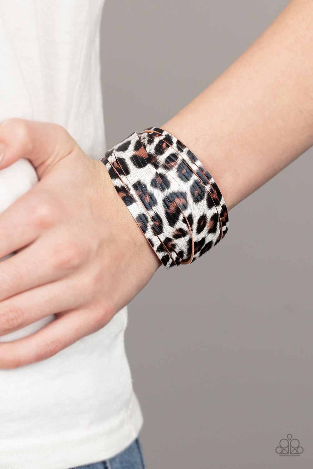 Hey GRRirl - White cheetah print wrap bracelet