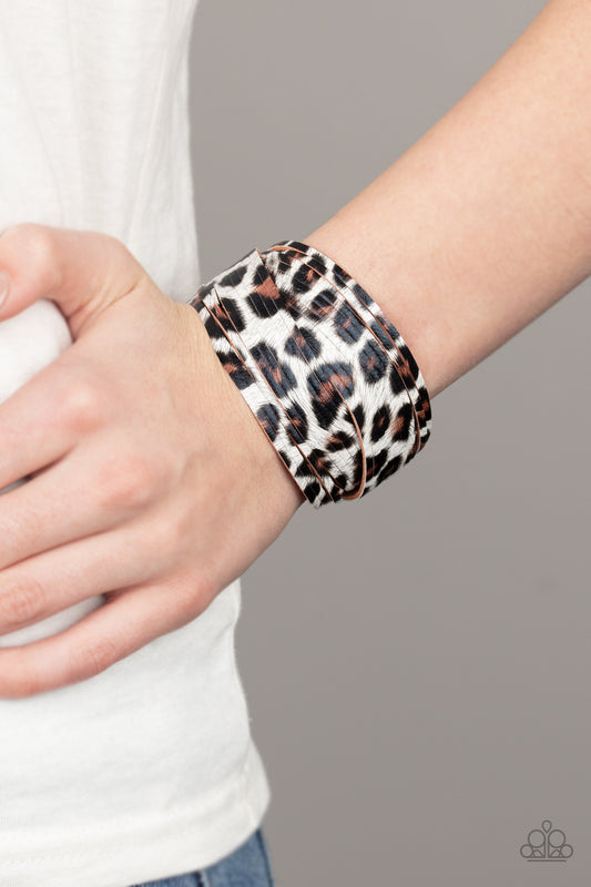 Hey GRRirl - White cheetah print wrap bracelet