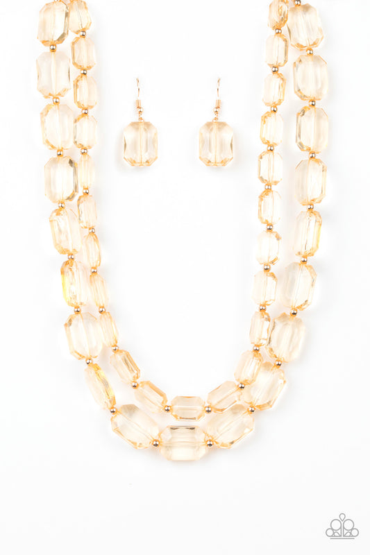 Ice Bank - Gold acrylic necklace