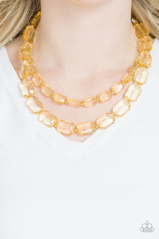 Ice Bank - Gold acrylic necklace