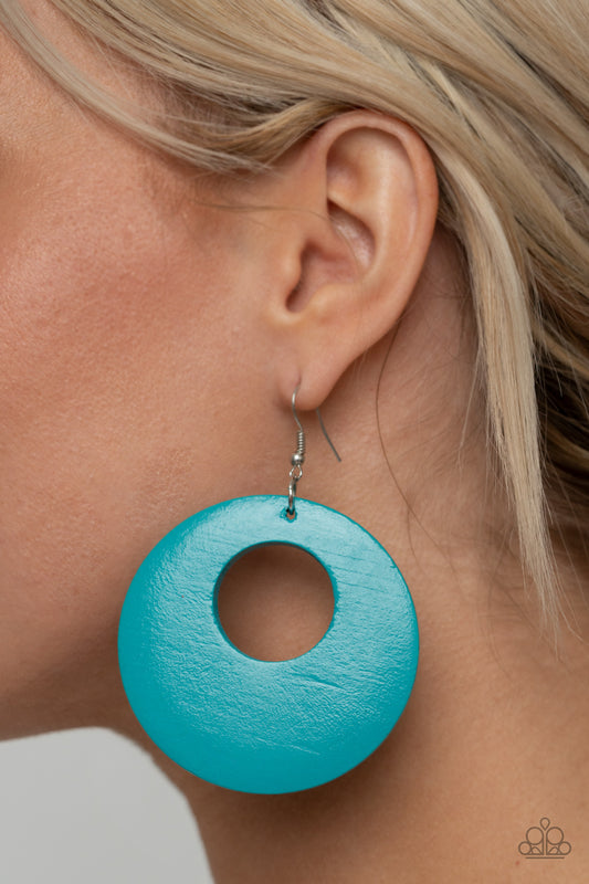 Island Hop - Blue wood earrings