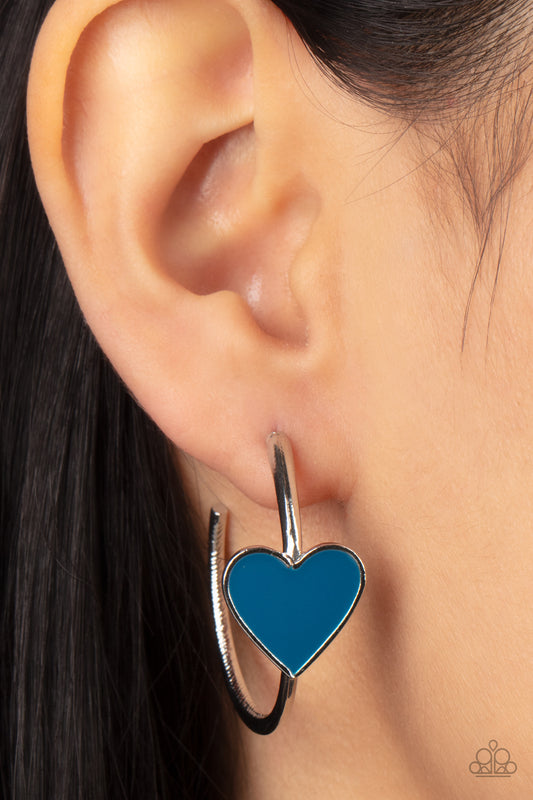 Kiss Up - Blue hoop earrings