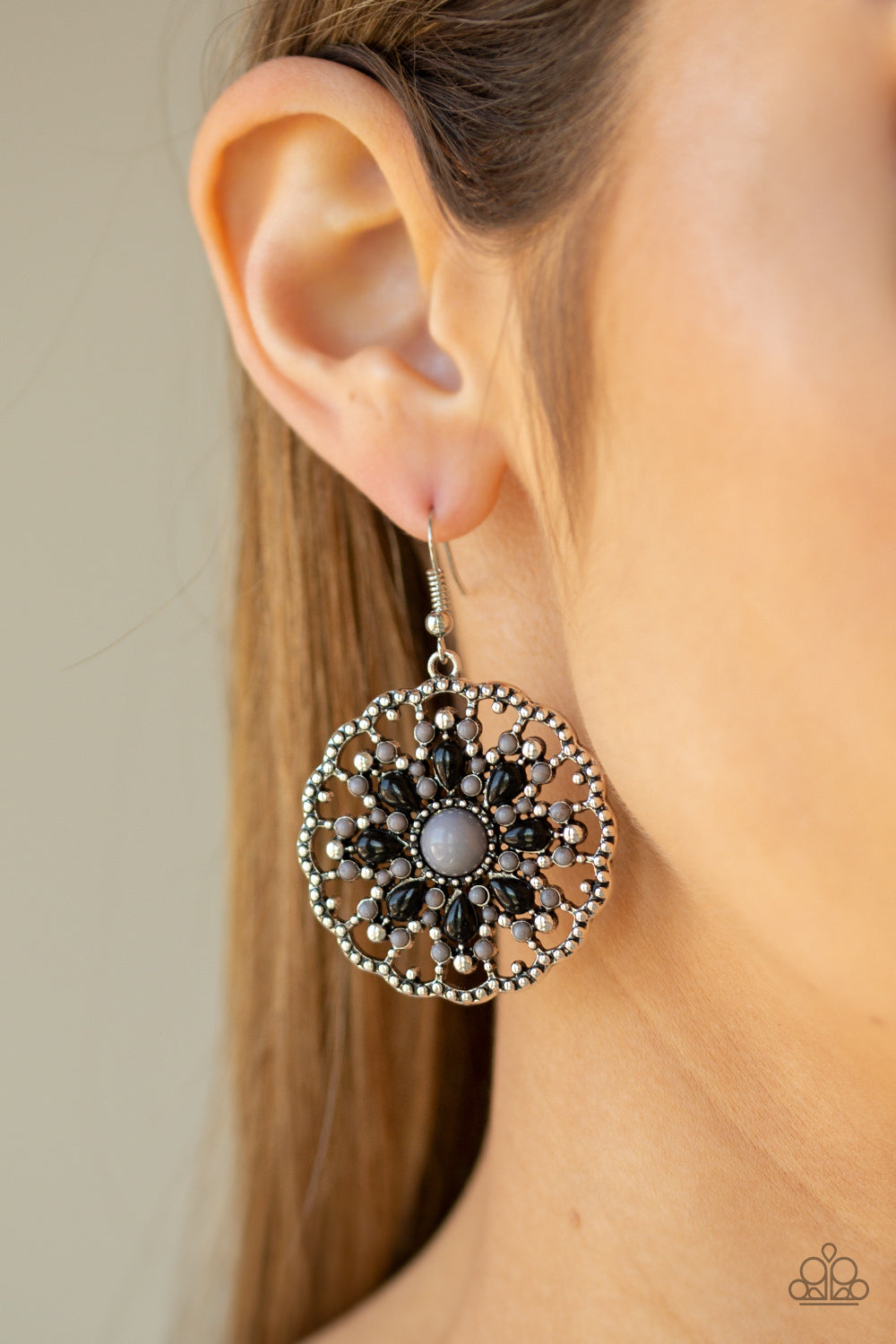 Mardi Gras Garden - Silver earrings
