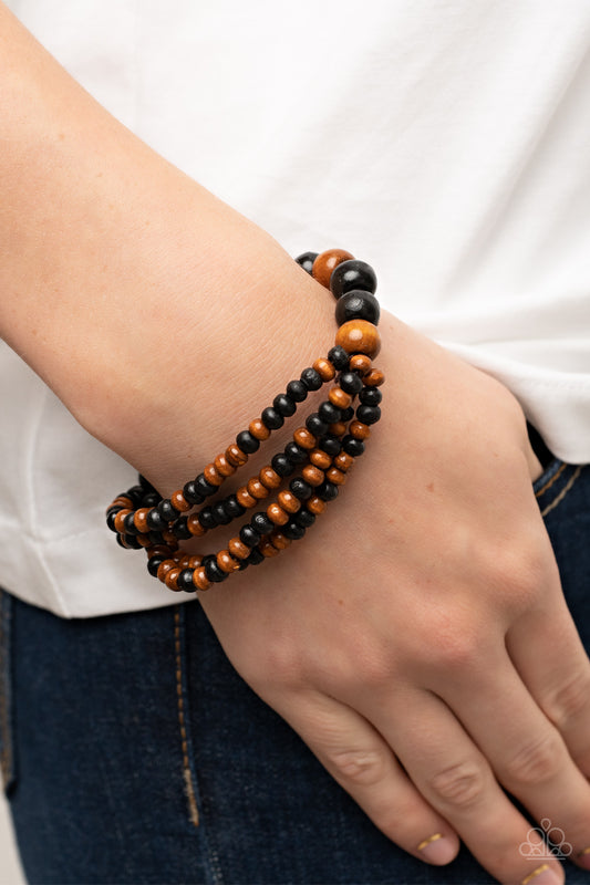 Oceania Oasis - Black/Brown wood bead bracelet