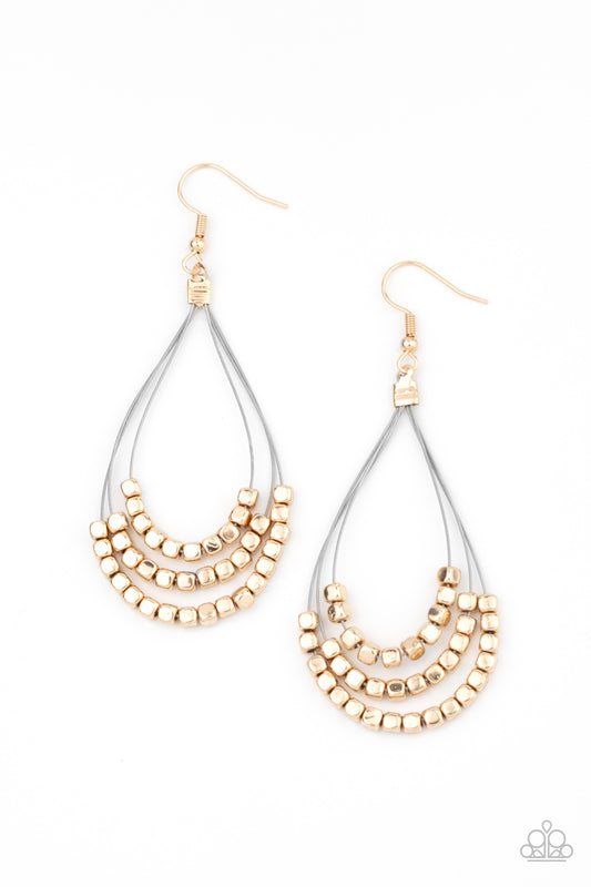 Off The Blocks Shimmer - Gold earrings