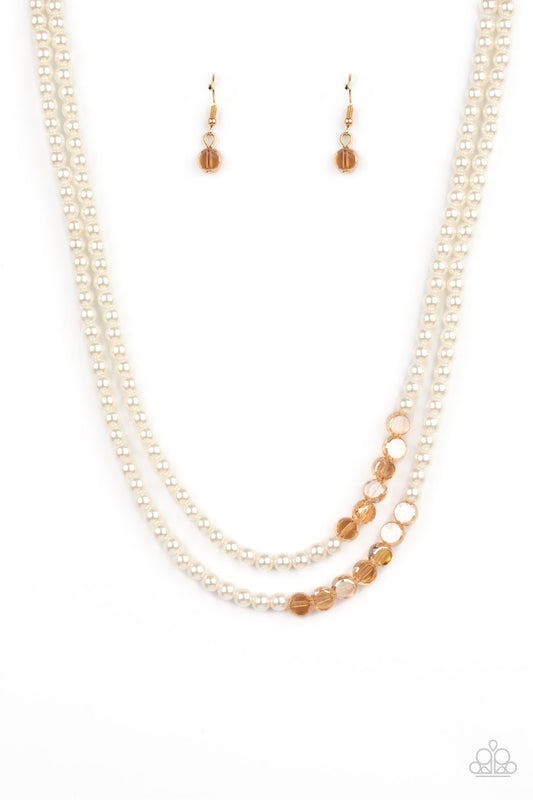 Poshly Petite - Gold/White pearl necklace