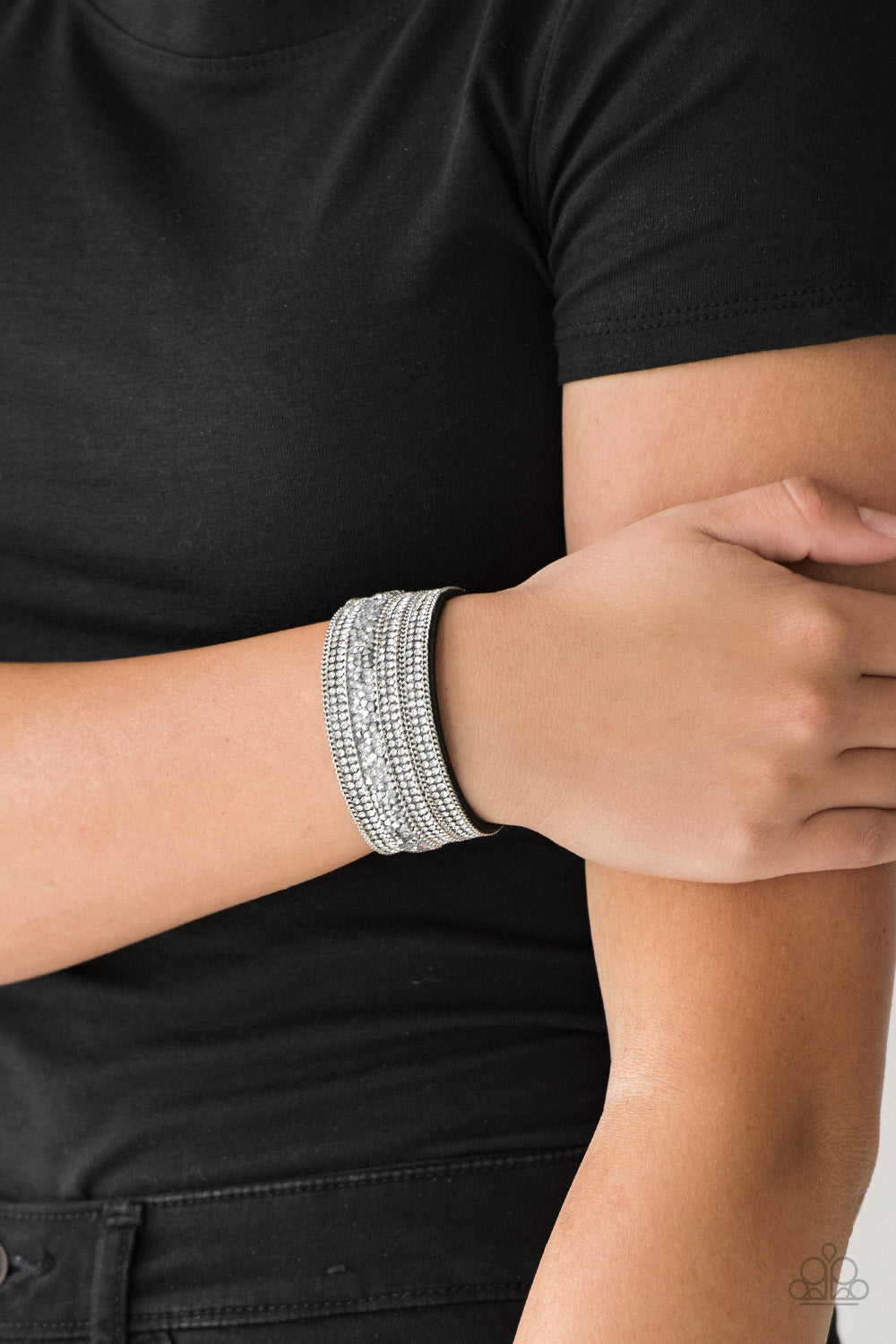 Really Rock Band - Black/Silver wrap bracelet