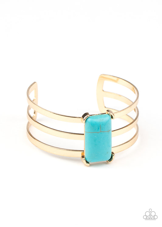 Rural Recreation - Gold/Blue cuff bracelet