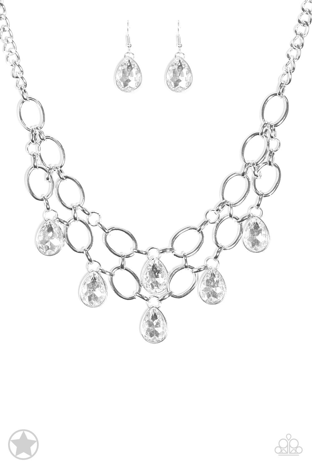 Show-Stopping Shimmer - White gems necklace