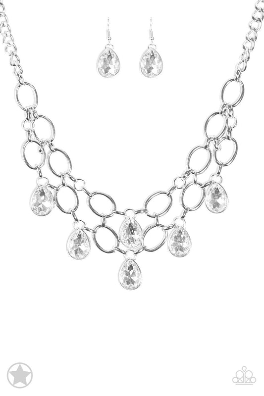 Show-Stopping Shimmer - White gems necklace