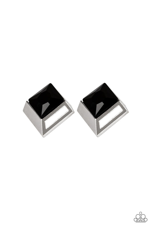 Stellar Square - Black post earrings