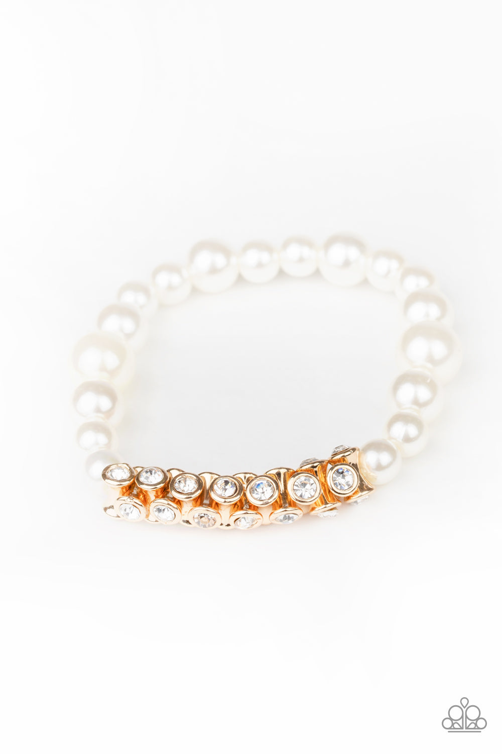 Traffic-Stopping Sparkle - Gold/White pearl bracelet