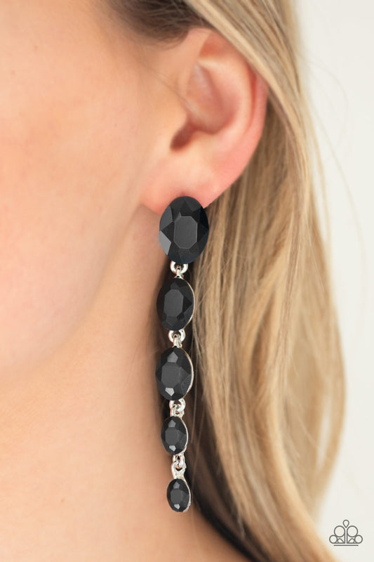 Red Carpet Radiance - Black post earrings