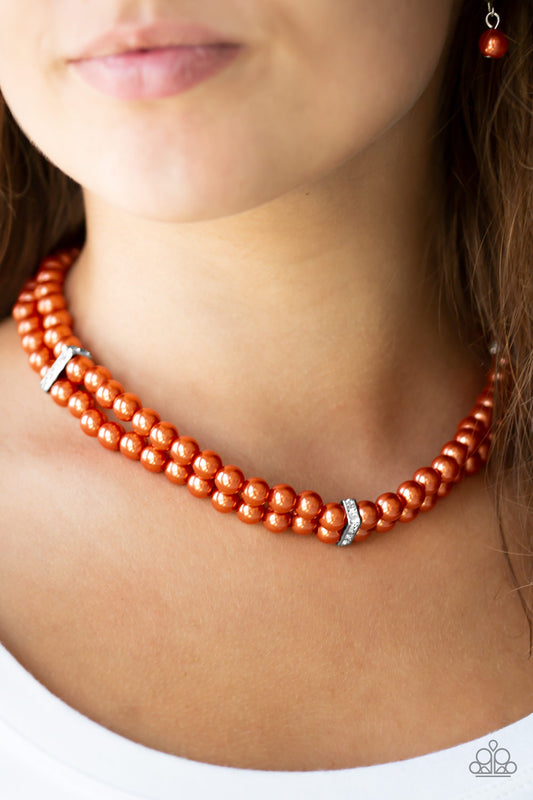 Put On Your Party Dress - Orange pearl necklace