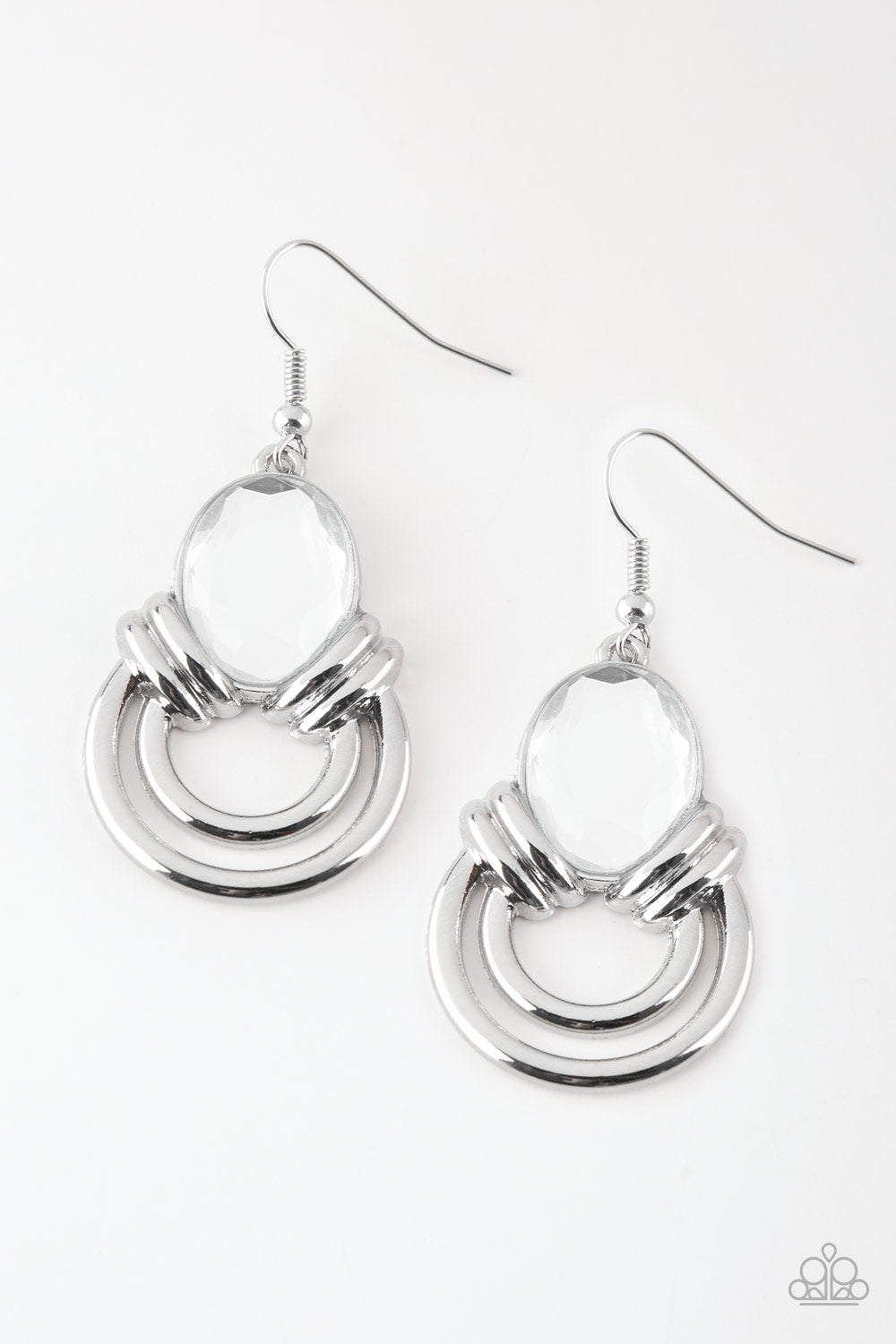 Real Queen - White gem/silver earrings