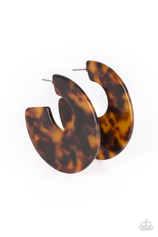 Tropically Torrid - Brown hoop earrings