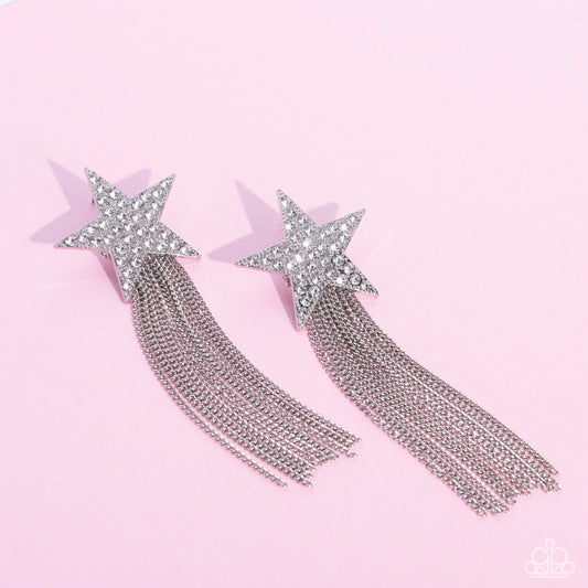 Superstar Solo - White rhinestones Earrings