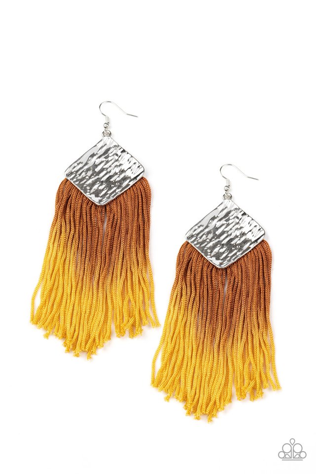 DIP The Scales - Yellow/Brown fringe earrings