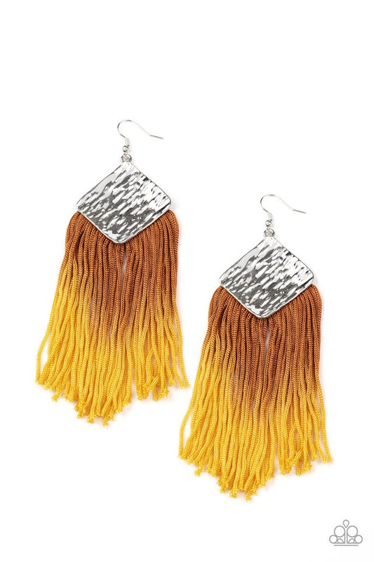 DIP The Scales - Yellow/Brown fringe earrings