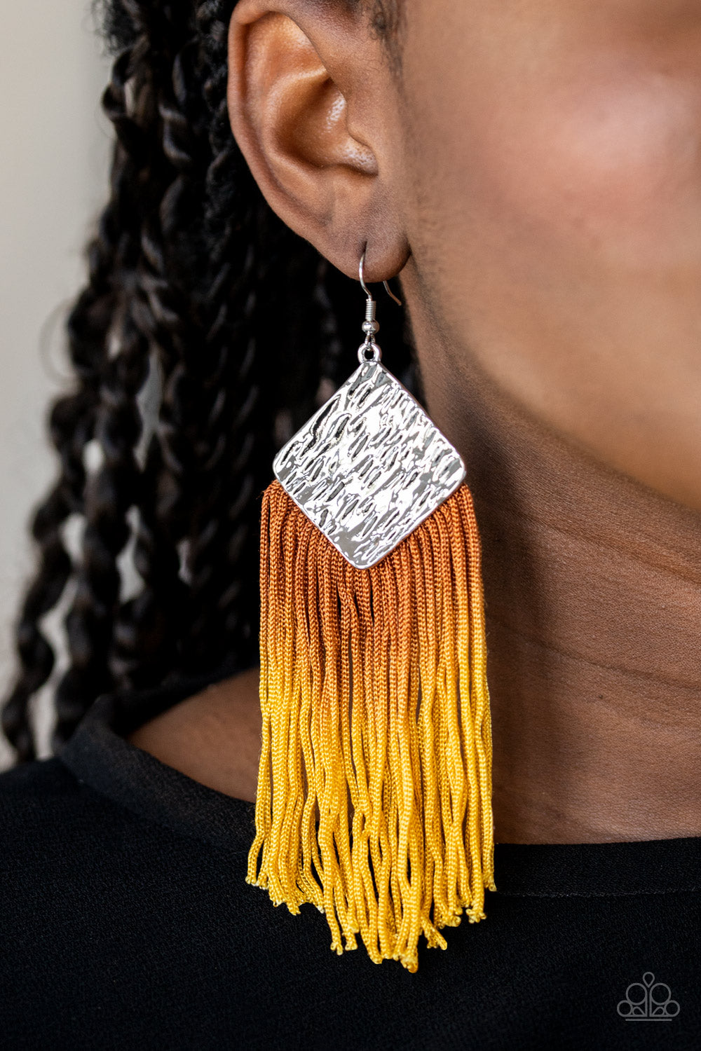 DIP The Scales - Yellow/Brown fringe earrings