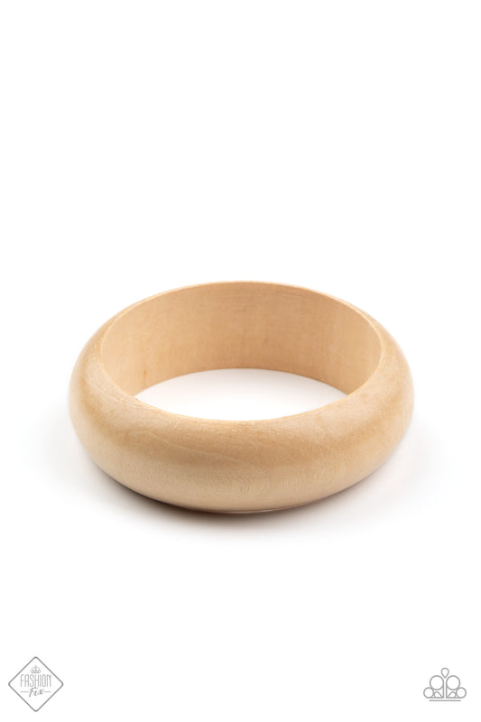 Whimsically Woodsy - white wood bangle bracelet