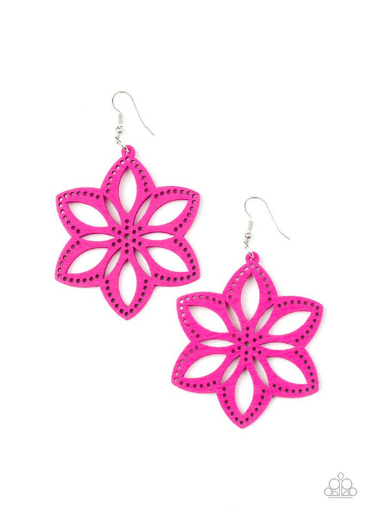 Bahama Blossoms - Pink wood earrings